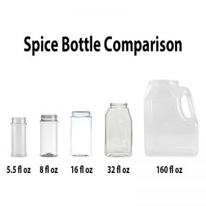 (16) 1 oz. Clear Plastic Spice Jars/Bottles With Black Flapper Lid (Pack of  16)